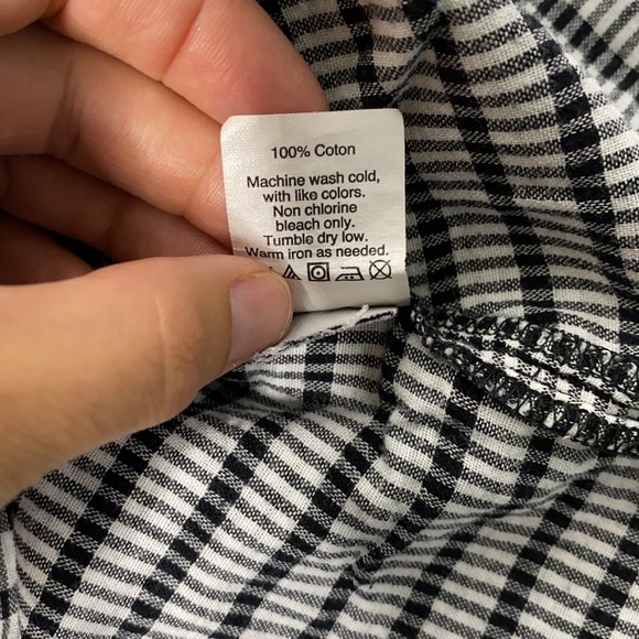 Madewell Gringham Long Sleeve Boyfriend Button Up XXS Black White - Picture 8 of 9